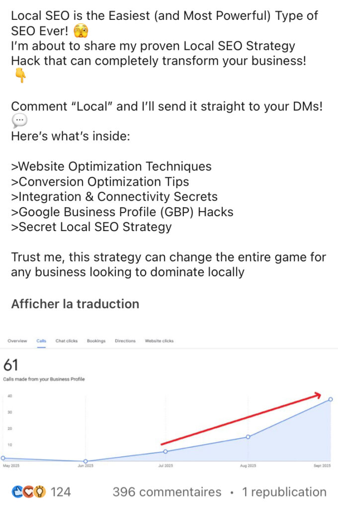 linkedin post saying local seo is easy