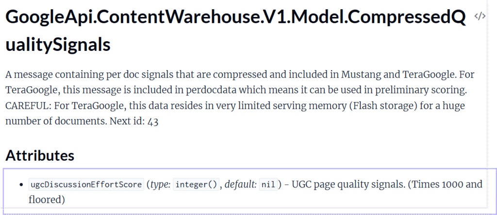ugc effort score from google leaks