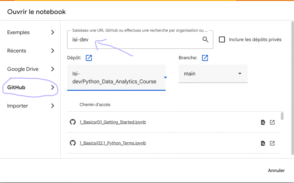 import from github on collab