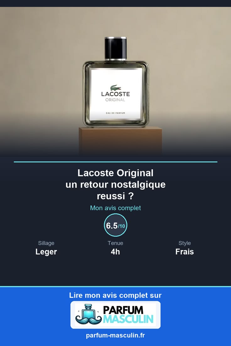 Pinterest Pin Example - Lacoste Original review with score 6.5/10